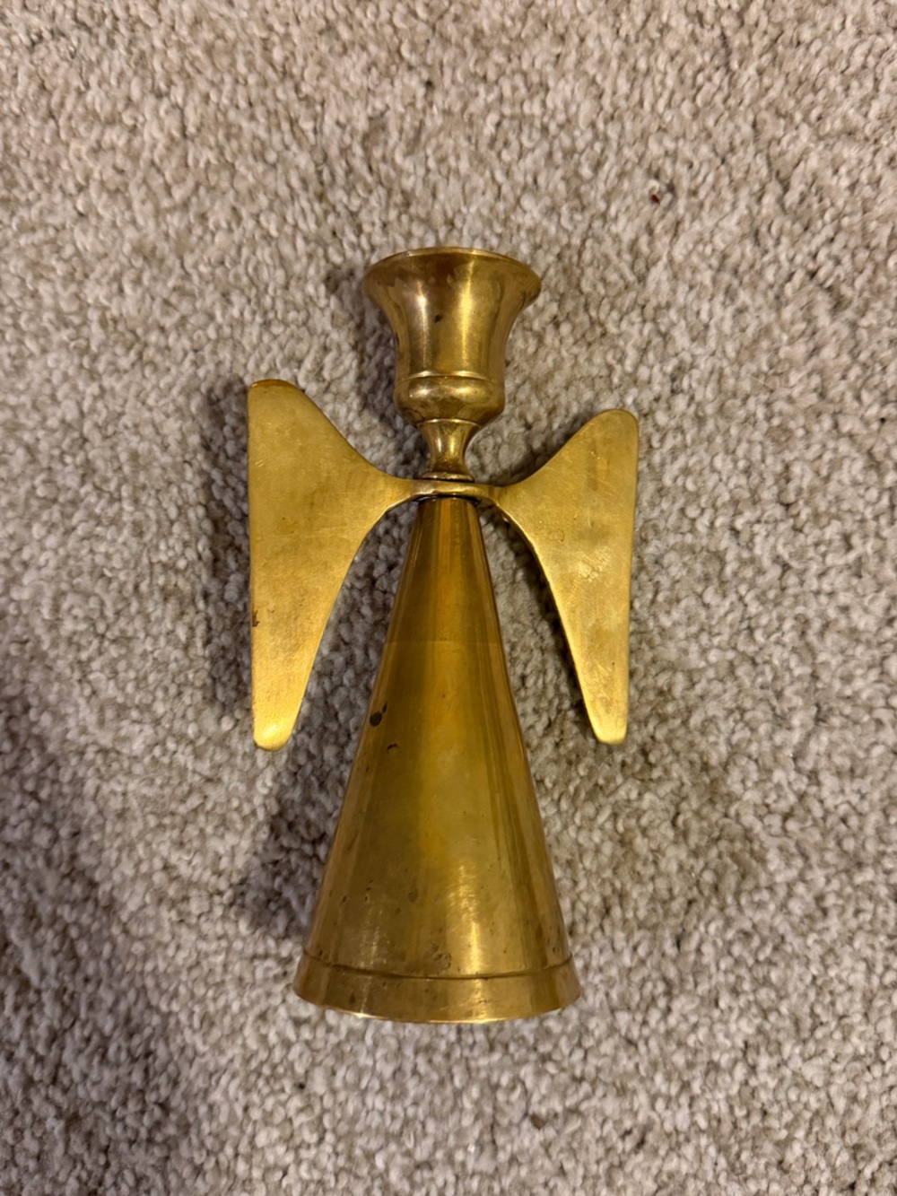 Brass Decorative Candle Stick Holder with Unique Winged Base - Gold Tone